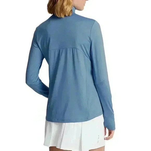 RLX Ralph Lauren Women Stretch Jersey Golf Quarter Zip SMALL Blue Pullover UPF50 - Picture 10 of 15